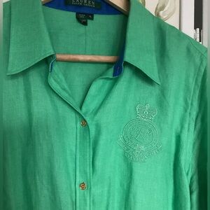 Lauren Ralph Lauren linen shirt XL green button down